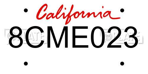 8CME023 California License Plate