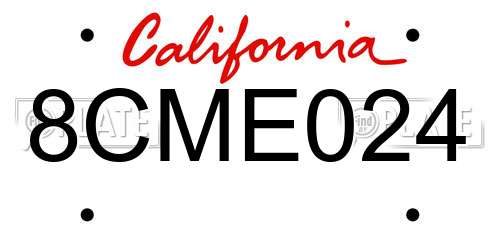 8CME024 California License Plate