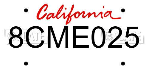 8CME025 California License Plate