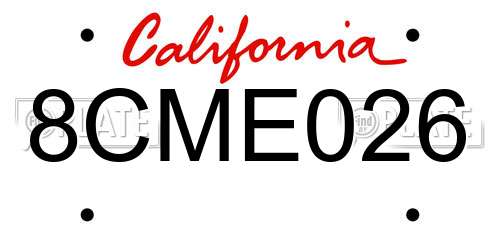 8CME026 California License Plate