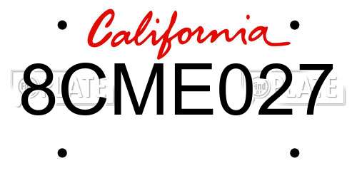 8CME027 California License Plate