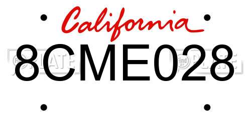 8CME028 California License Plate