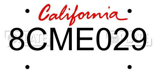 8CME029 California License Plate
