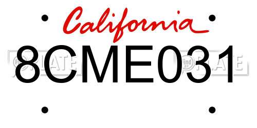 8CME031 California License Plate
