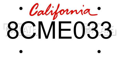 8CME033 California License Plate