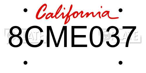 8CME037 California License Plate