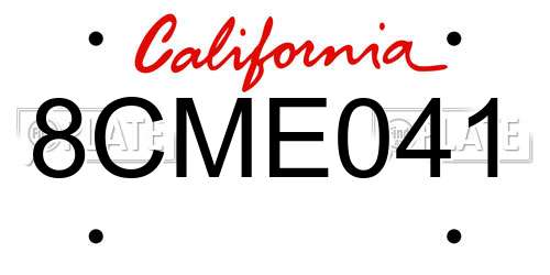 8CME041 California License Plate