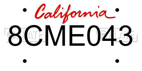 8CME043 California License Plate
