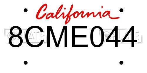 8CME044 California License Plate