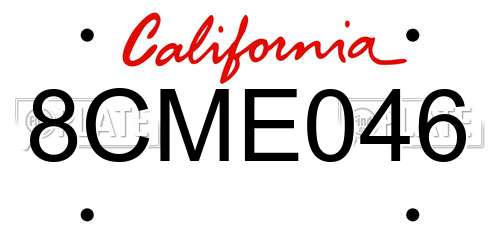 8CME046 California License Plate