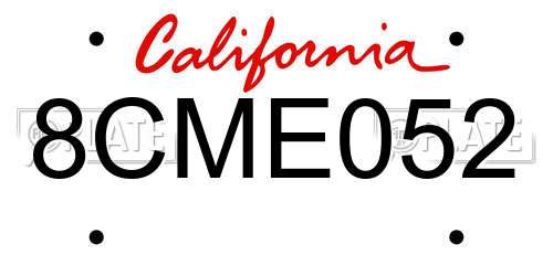 8CME052 California License Plate
