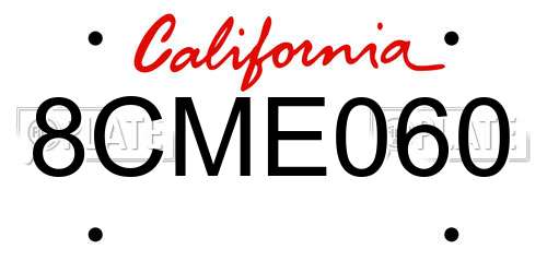 8CME060 California License Plate