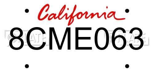 8CME063 California License Plate