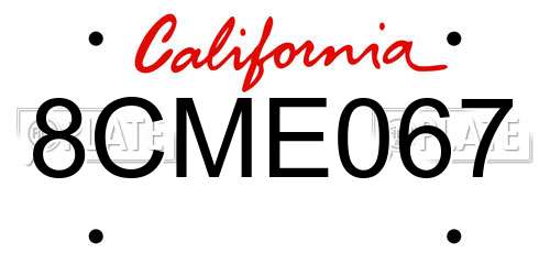 8CME067 California License Plate