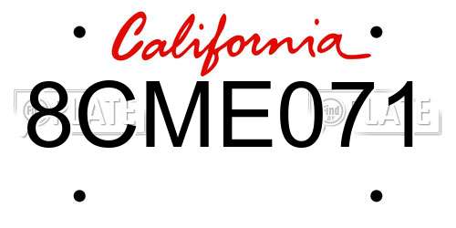 8CME071 California License Plate