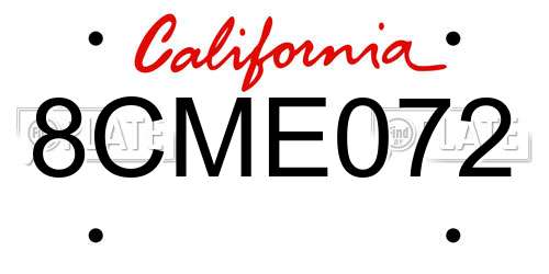 8CME072 California License Plate