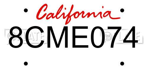 8CME074 California License Plate