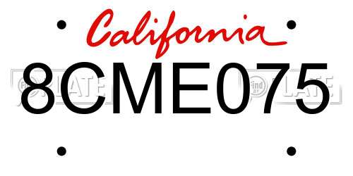 8CME075 California License Plate