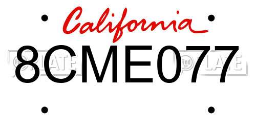 8CME077 California License Plate