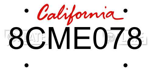 8CME078 California License Plate