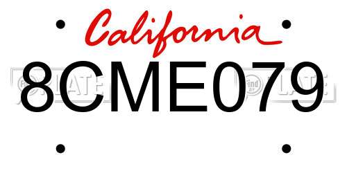 8CME079 California License Plate