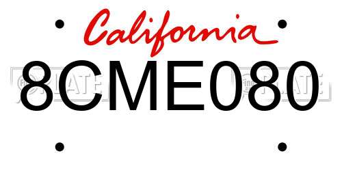 8CME080 California License Plate
