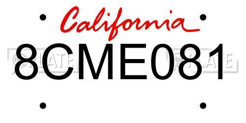 8CME081 California License Plate