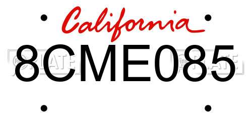 8CME085 California License Plate