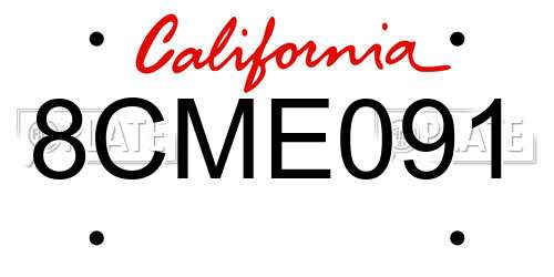 8CME091 California License Plate