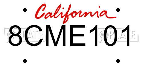 8CME101 California License Plate