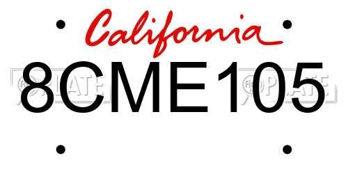 8CME105 California License Plate