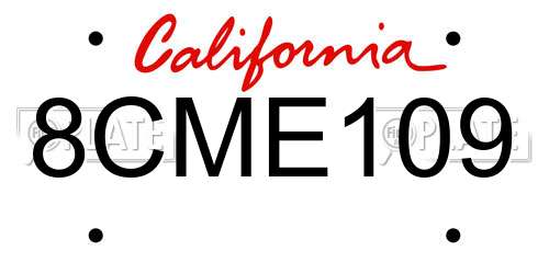8CME109 California License Plate