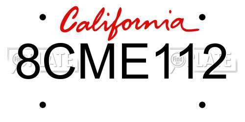 8CME112 California License Plate
