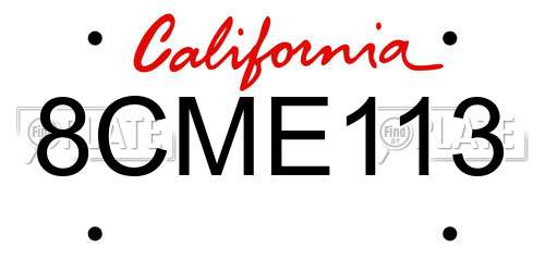 8CME113 California License Plate