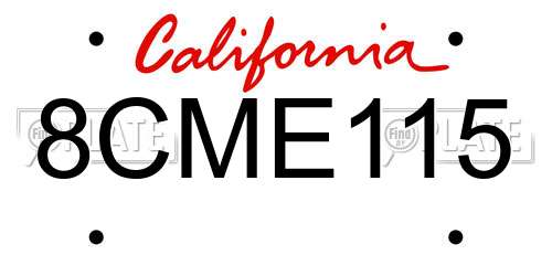 8CME115 California License Plate