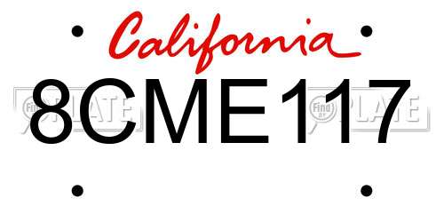 8CME117 California License Plate