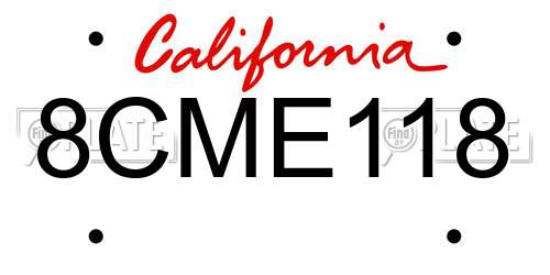 8CME118 California License Plate