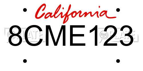 8CME123 California License Plate