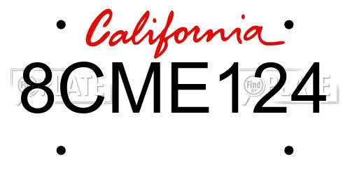 8CME124 California License Plate