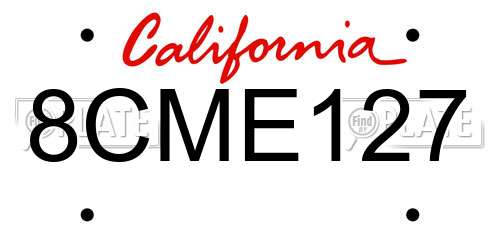 8CME127 California License Plate