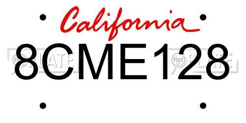 8CME128 California License Plate
