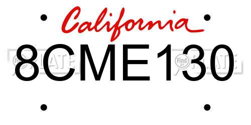 8CME130 California License Plate