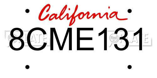 8CME131 California License Plate