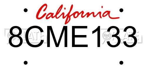 8CME133 California License Plate