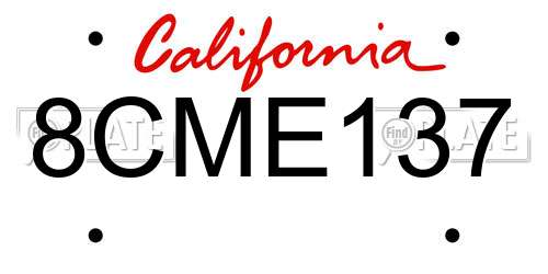 8CME137 California License Plate