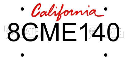 8CME140 California License Plate
