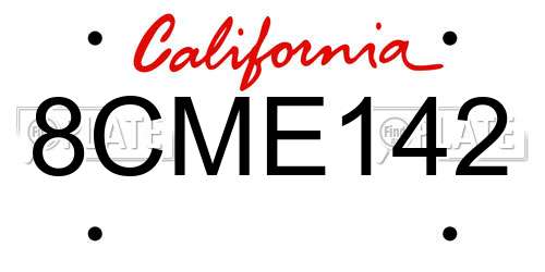 8CME142 California License Plate