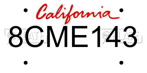 8CME143 California License Plate