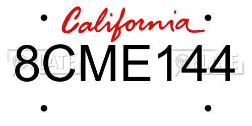 8CME144 California License Plate