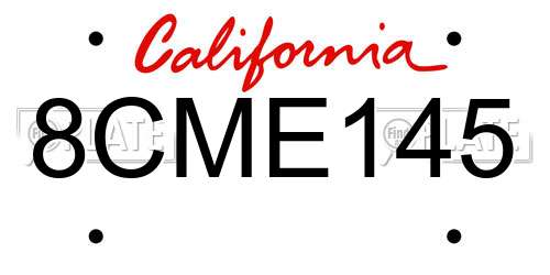 8CME145 California License Plate